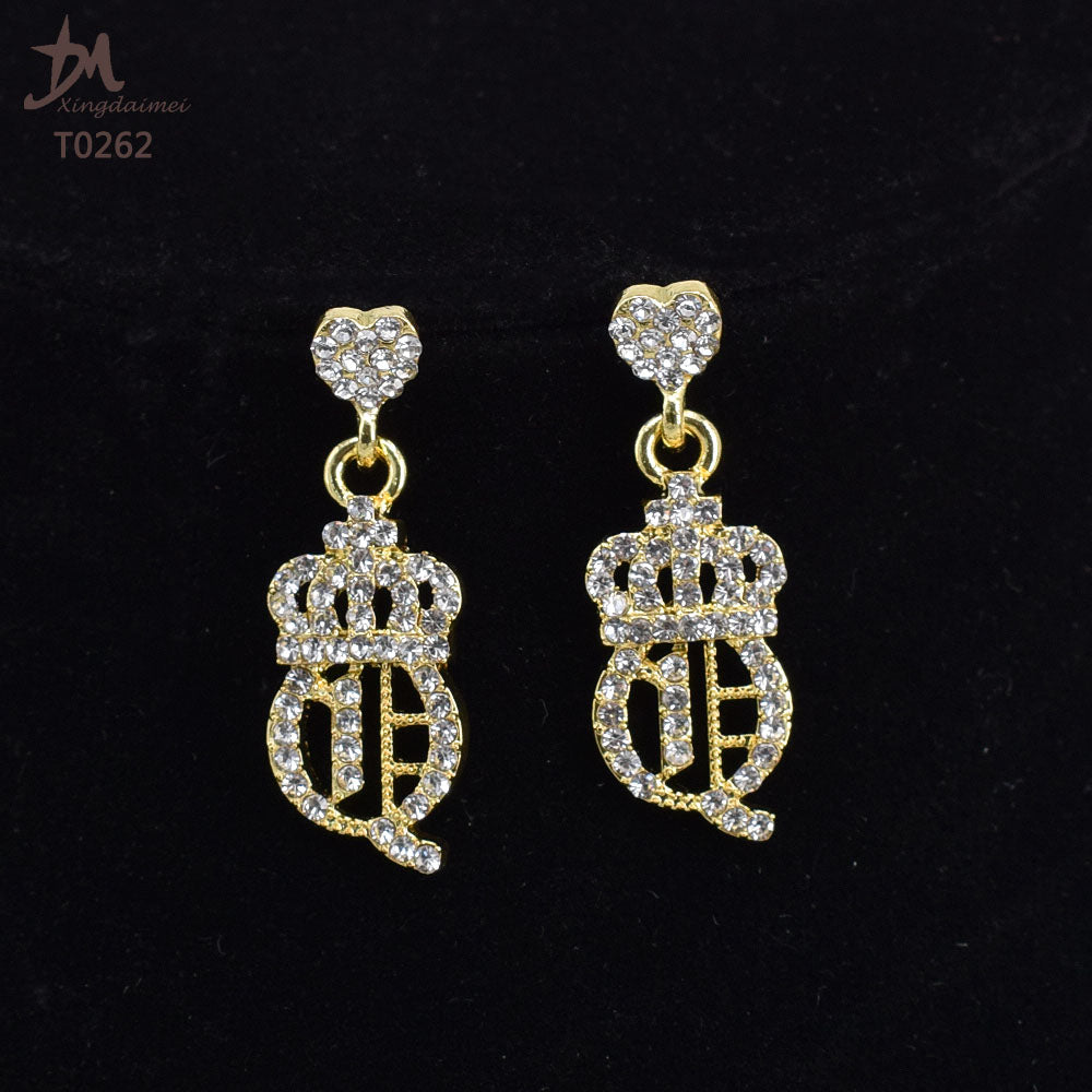 18K gold-plated women's XO queen crown jewelry set LMH Beauty