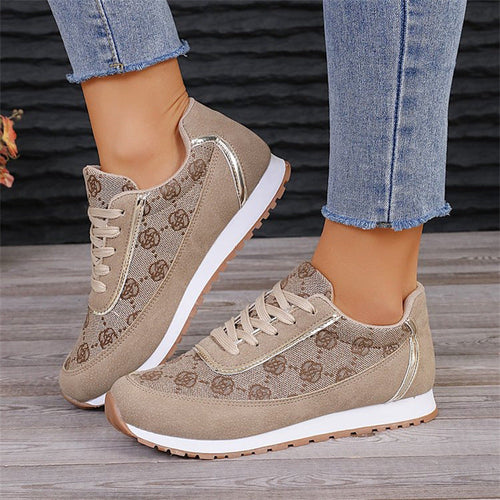 Flower Print Lace-up Sneakers Casual Fashion Lightweight Breathable