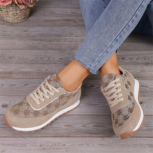 Flower Print Lace-up Sneakers Casual Fashion Lightweight Breathable