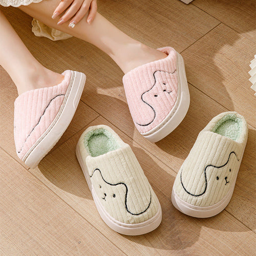Striped Cat Slippers Indoor Couple Non-slip Floor Bedroom Slipper