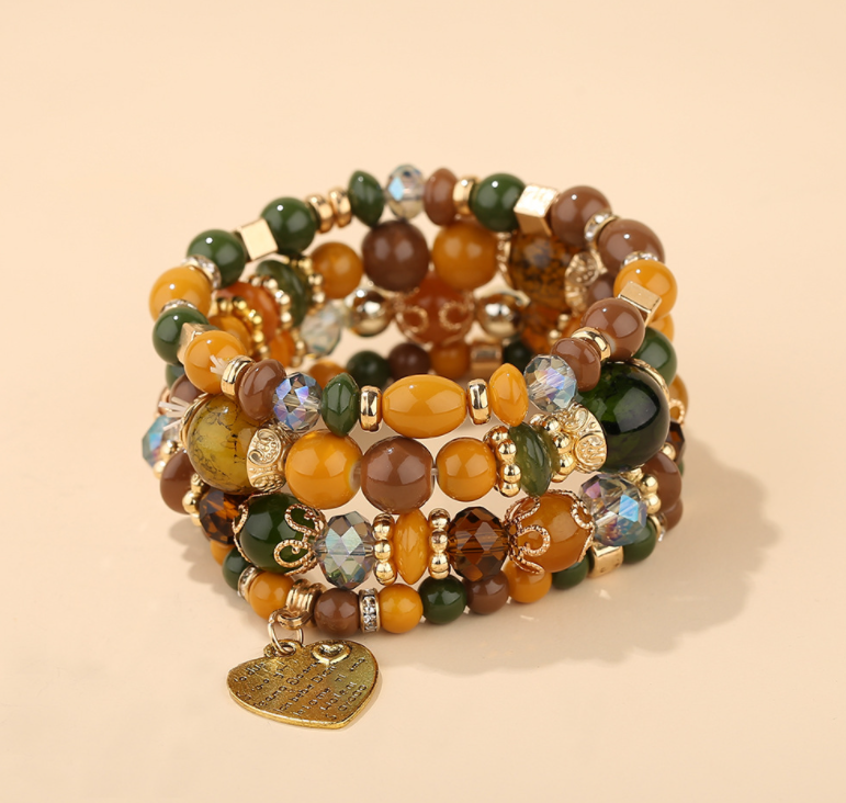 Multi Layer Bead Beaded Boho Charm Bracelet Set LMH Beauty