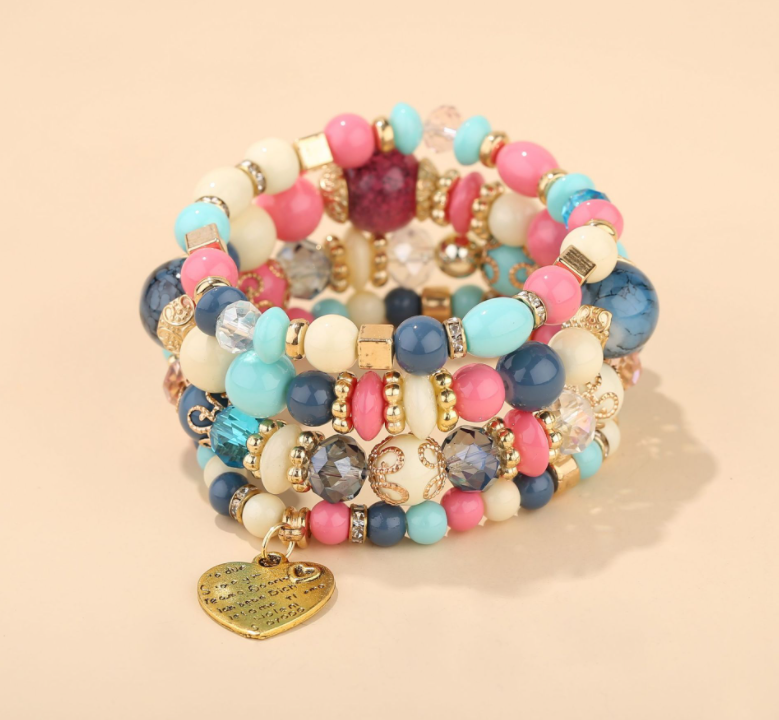 Multi Layer Bead Beaded Boho Charm Bracelet Set LMH Beauty