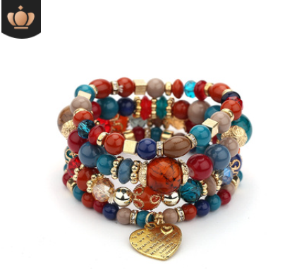 Multi Layer Bead Beaded Boho Charm Bracelet Set LMH Beauty