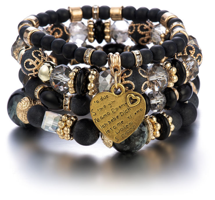 Multi Layer Bead Beaded Boho Charm Bracelet Set LMH Beauty