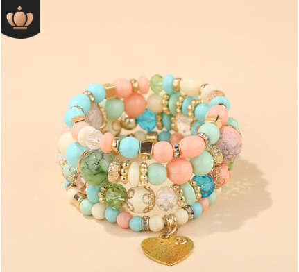 Multi Layer Bead Beaded Boho Charm Bracelet Set LMH Beauty