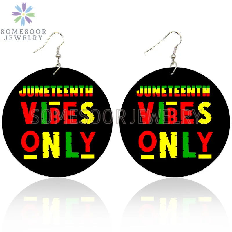 Juneteenth Vibes Design Wooden Drop Earrings