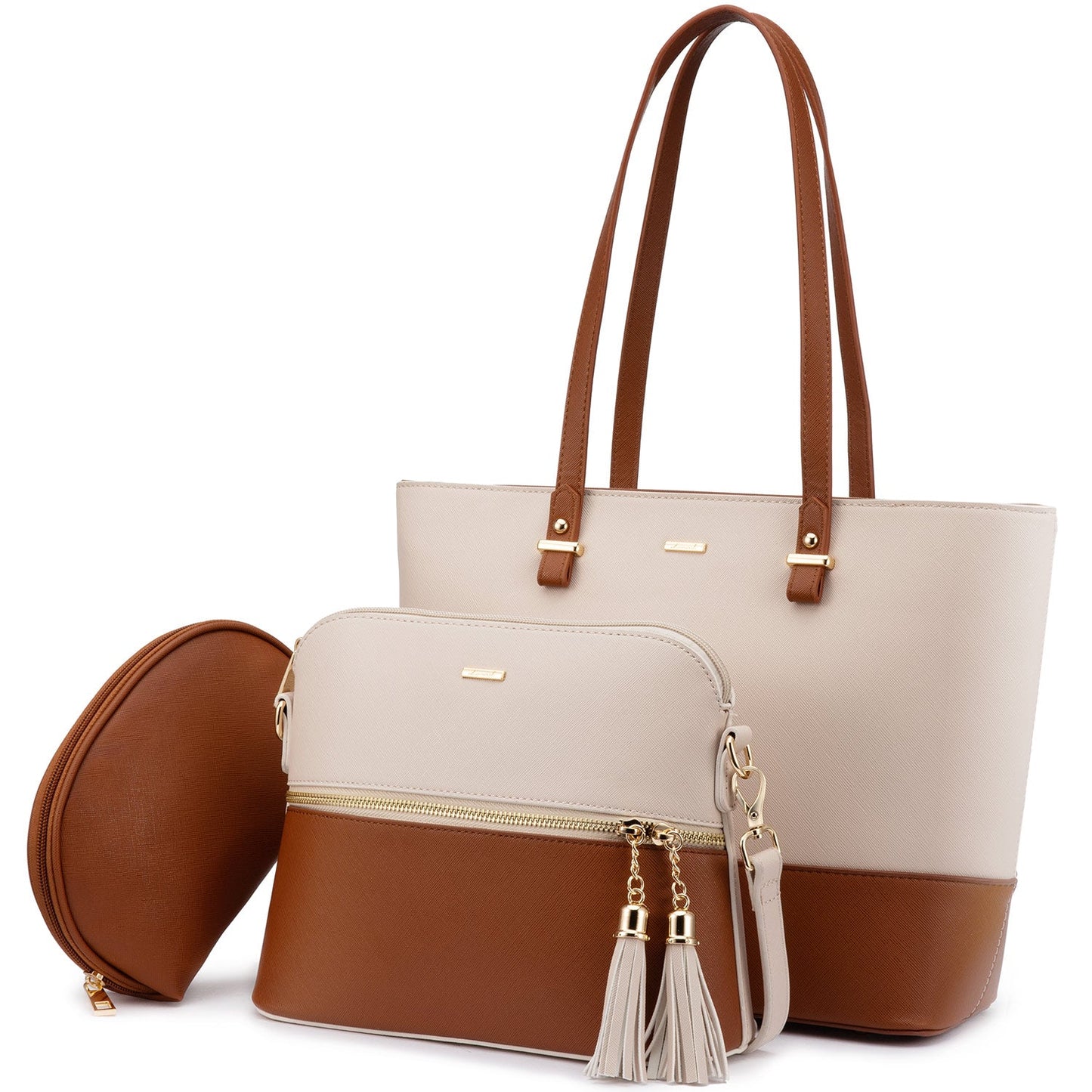 Women 3 piece Leather Handbag Set LMH Beauty