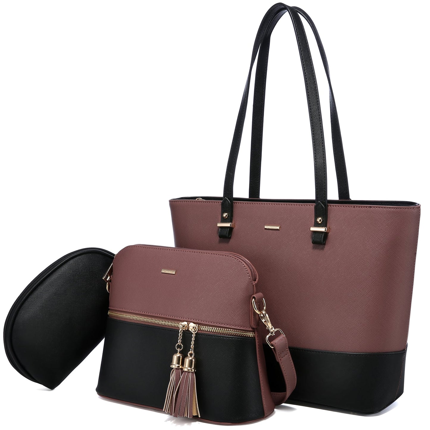 Women 3 piece Leather Handbag Set LMH Beauty