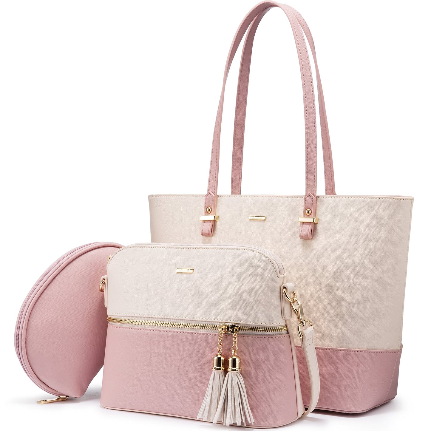 Women 3 piece Leather Handbag Set LMH Beauty