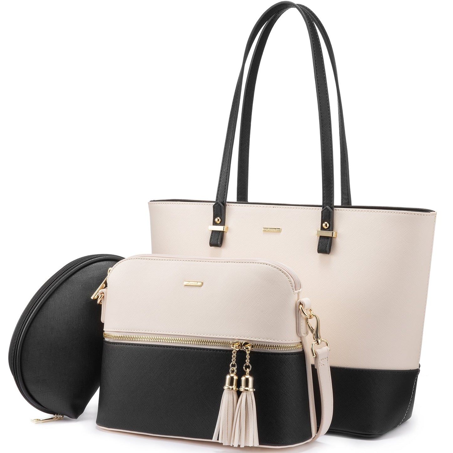 Women 3 piece Leather Handbag Set LMH Beauty