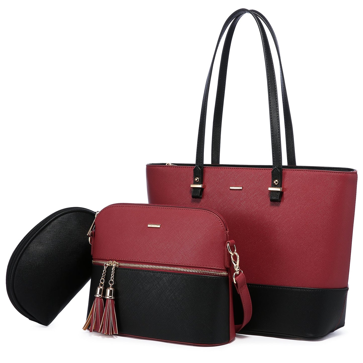 Women 3 piece Leather Handbag Set LMH Beauty
