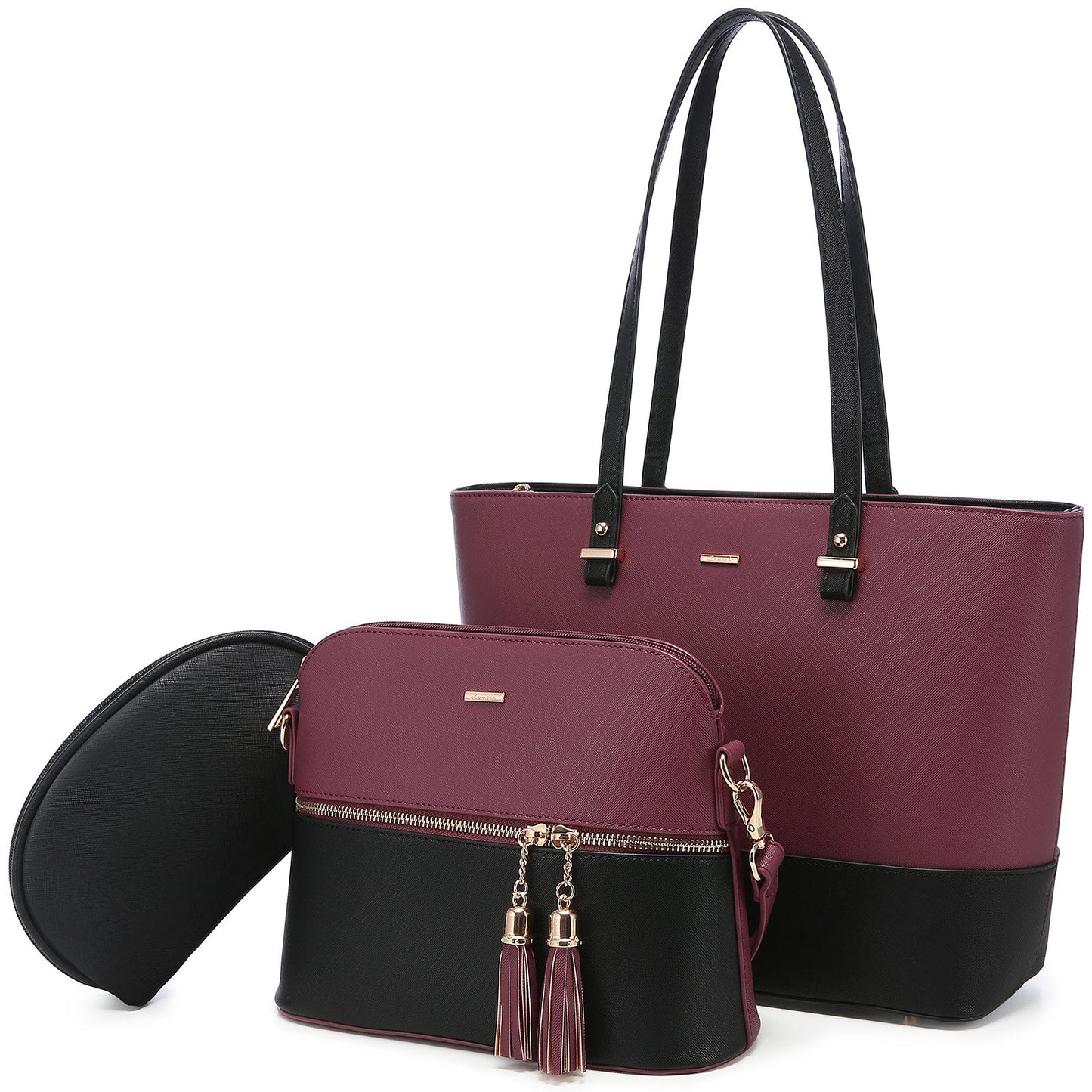 Women 3 piece Leather Handbag Set LMH Beauty