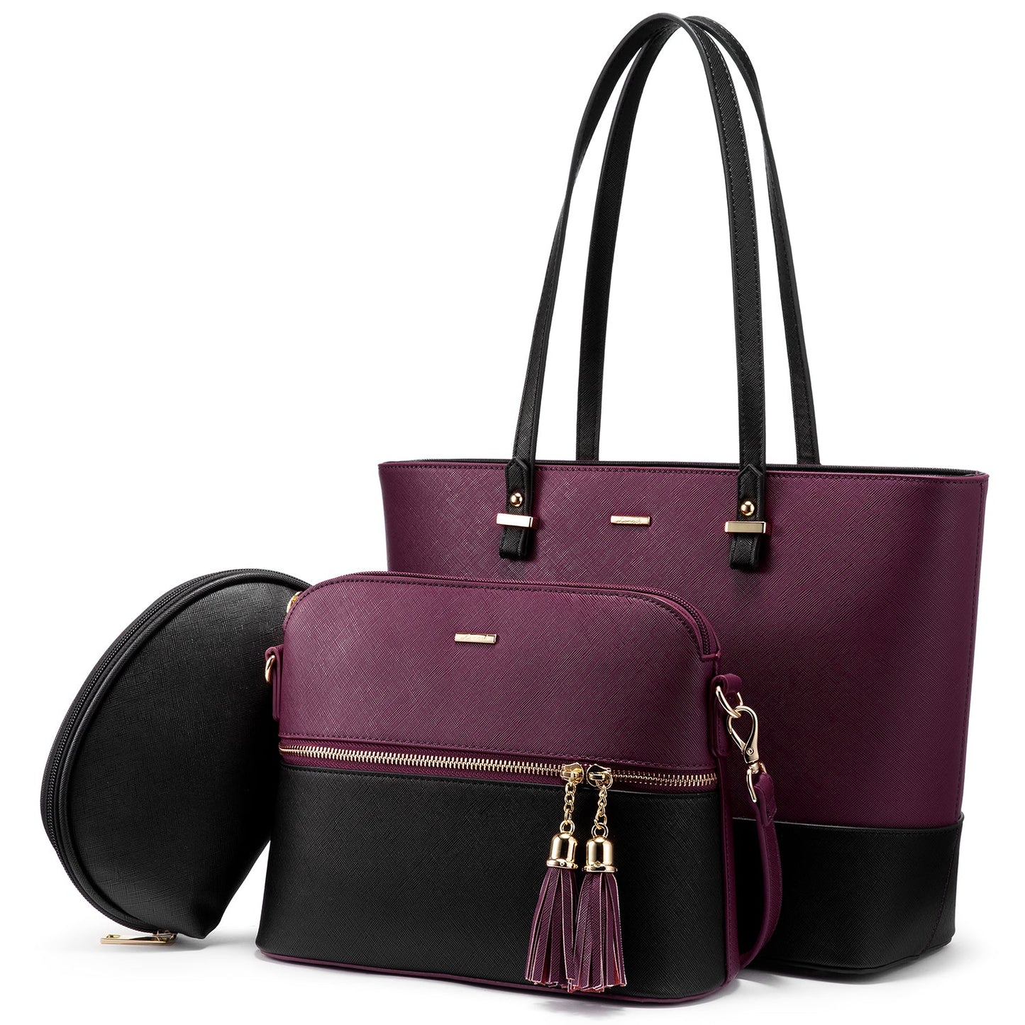 Women 3 piece Leather Handbag Set LMH Beauty
