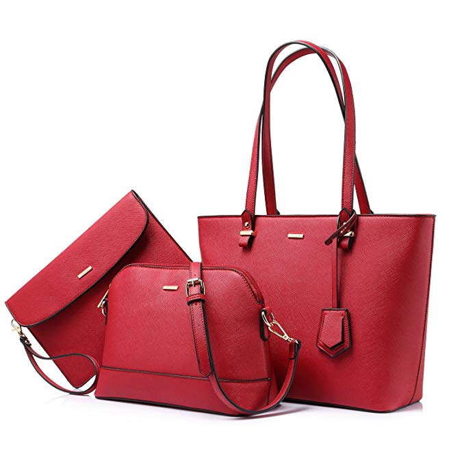 Women 3 piece Leather Handbag Set LMH Beauty