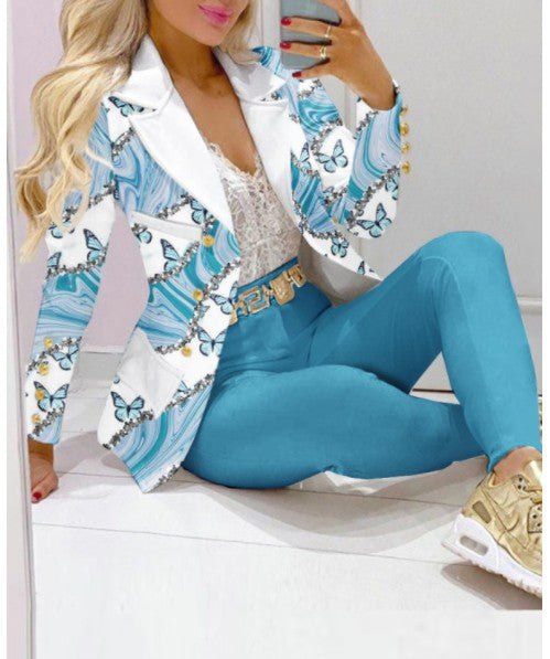 Women's Trendy Print 2 piece Pants Set LMH Beauty