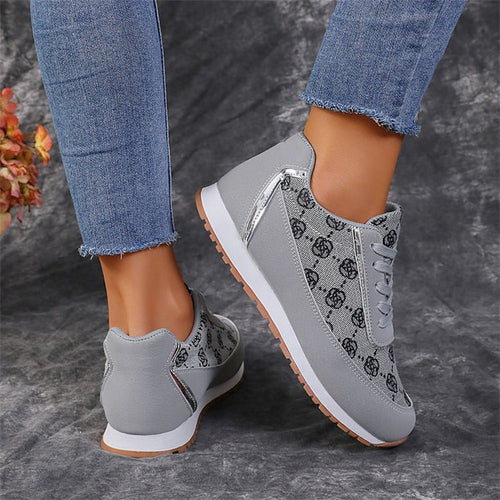 Flower Print Lace-up Sneakers Casual Fashion Lightweight Breathable