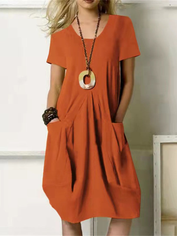 Women's Casual Loose Pocket Swing Dress