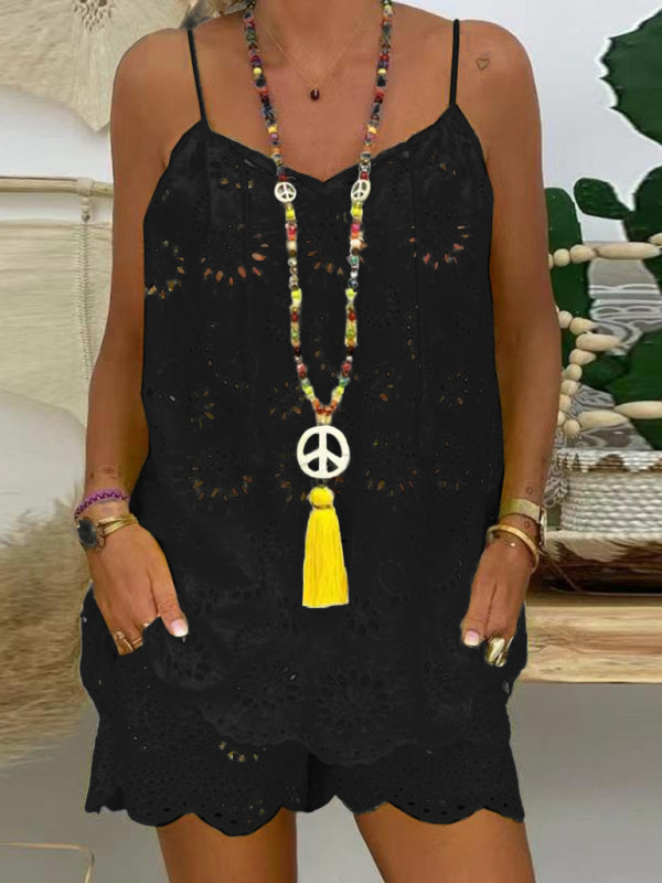 Women's Camisole Embroidered Shorts Set