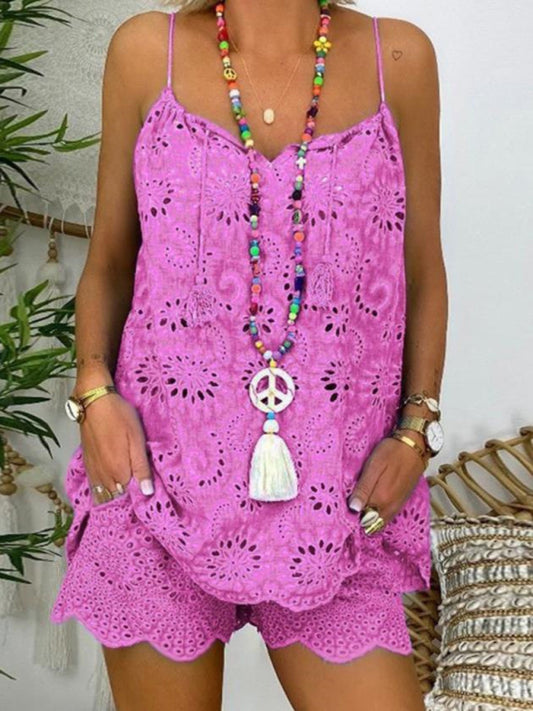 Women's Camisole Embroidered Shorts Set
