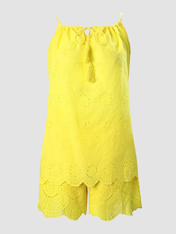 Women's Camisole Embroidered Shorts Set