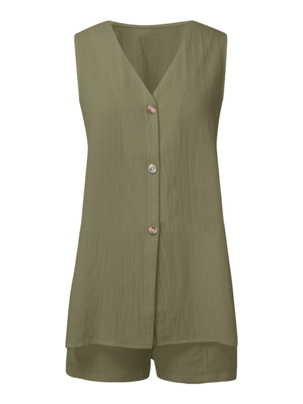 New style sleeveless shorts two-piece suit, fashionable and comfortable, can be worn as outdoor women's home clothes