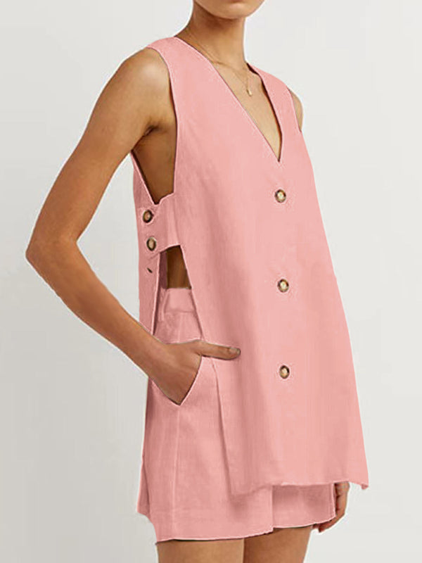 New style sleeveless shorts two-piece suit, fashionable and comfortable, can be worn as outdoor women's home clothes