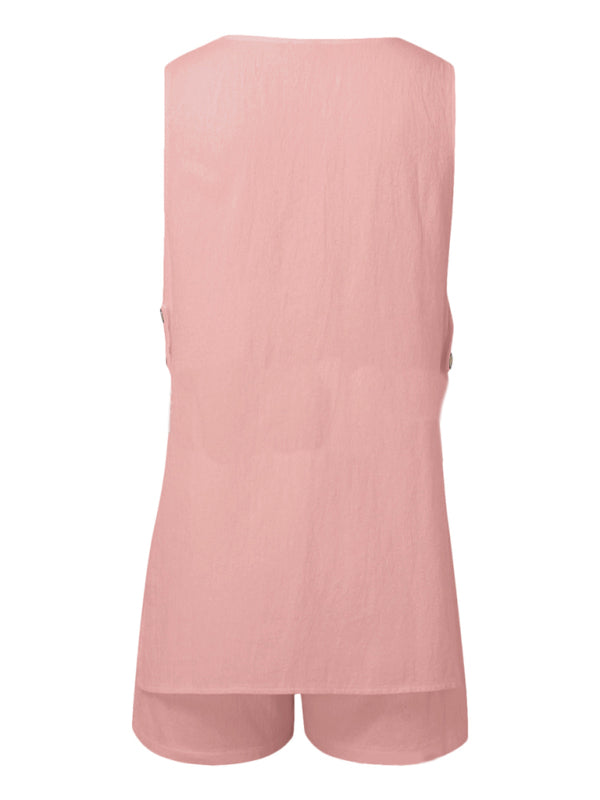 New style sleeveless shorts two-piece suit, fashionable and comfortable, can be worn as outdoor women's home clothes