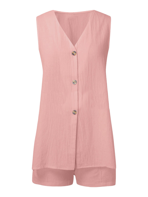 New style sleeveless shorts two-piece suit, fashionable and comfortable, can be worn as outdoor women's home clothes