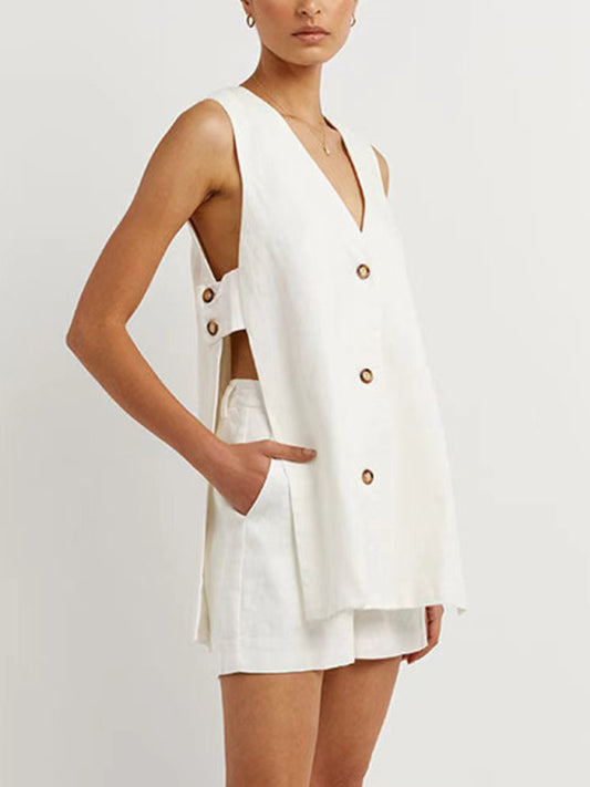 New style sleeveless shorts two-piece suit, fashionable and comfortable, can be worn as outdoor women's home clothes