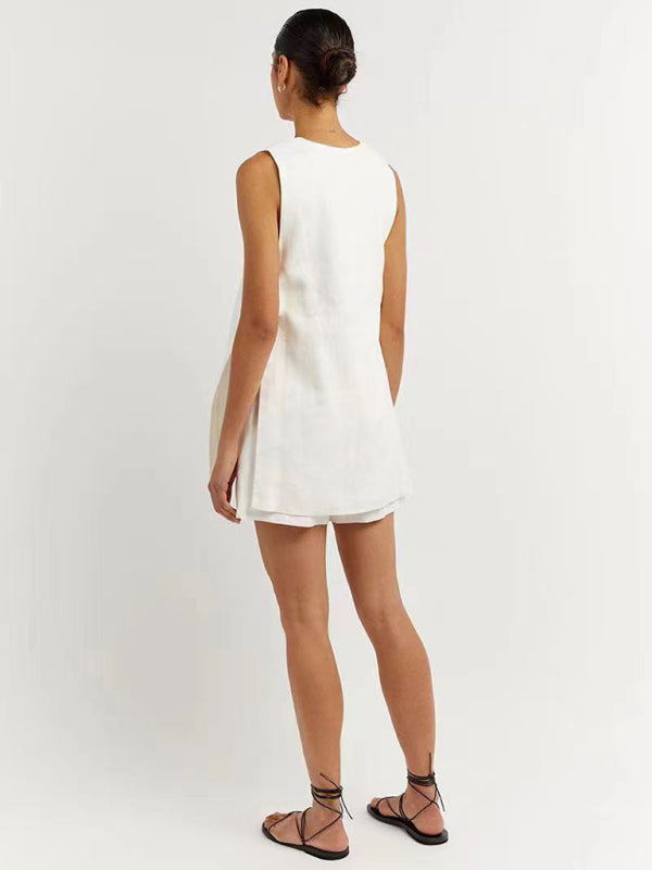 New style sleeveless shorts two-piece suit, fashionable and comfortable, can be worn as outdoor women's home clothes