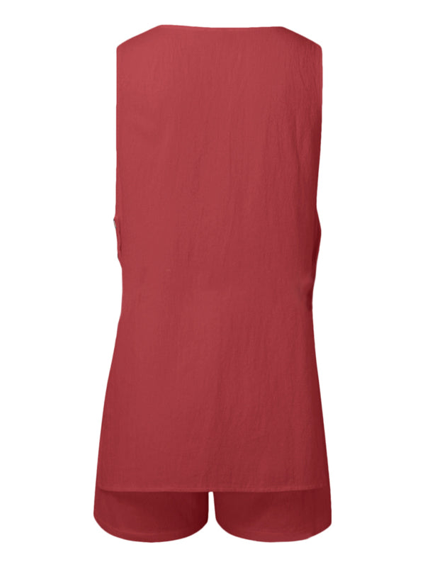New style sleeveless shorts two-piece suit, fashionable and comfortable, can be worn as outdoor women's home clothes