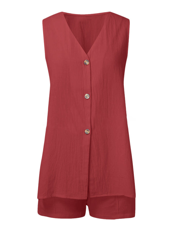 New style sleeveless shorts two-piece suit, fashionable and comfortable, can be worn as outdoor women's home clothes