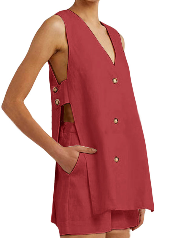 New style sleeveless shorts two-piece suit, fashionable and comfortable, can be worn as outdoor women's home clothes