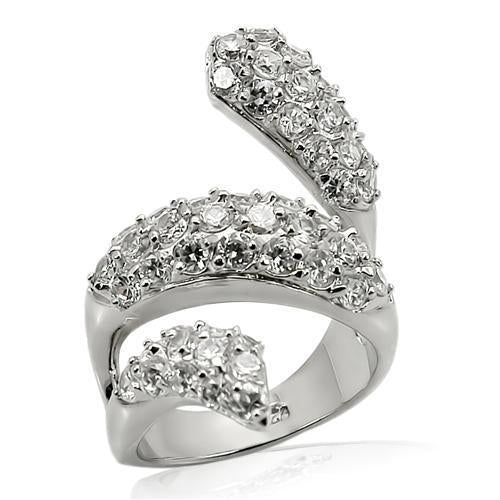 Rhodium 925 Sterling Silver Ring with AAA Grade CZ in Clear