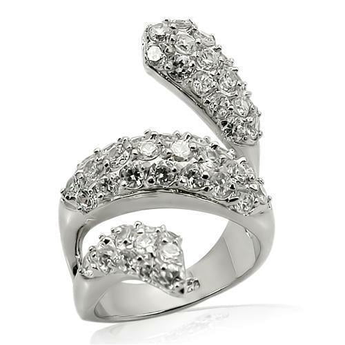 Rhodium 925 Sterling Silver Ring with AAA Grade CZ in Clear