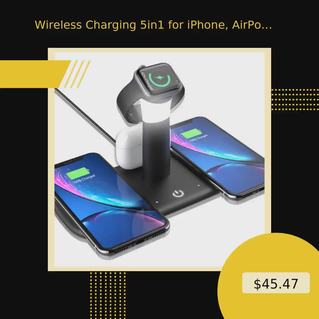 Wireless Charging 5in1 for iPhone, AirPods 2 Pro with Night Light by@Vidoo