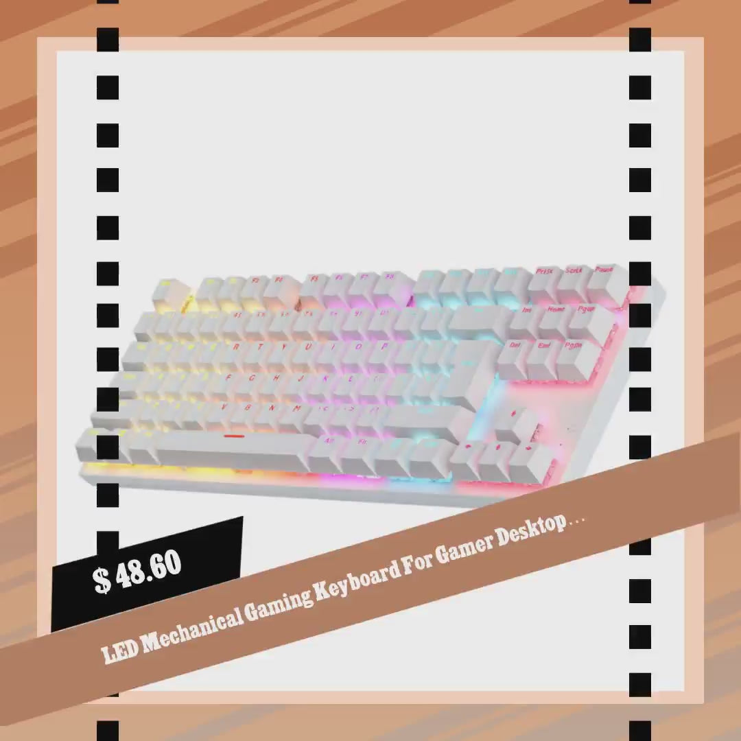 LED Mechanical Gaming Keyboard For Gamer Desktop PC Computer by@Vidoo