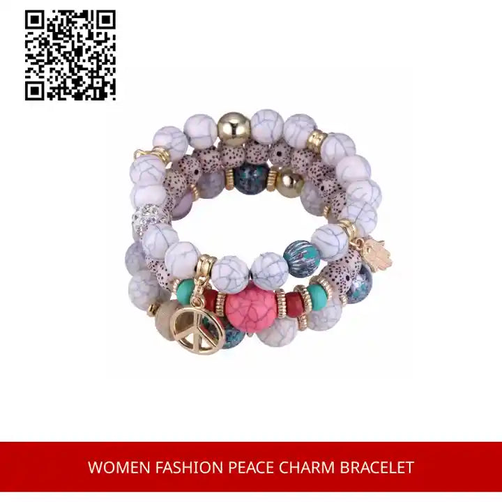 Women Fashion Peace Charm Bracelet by@Outfy