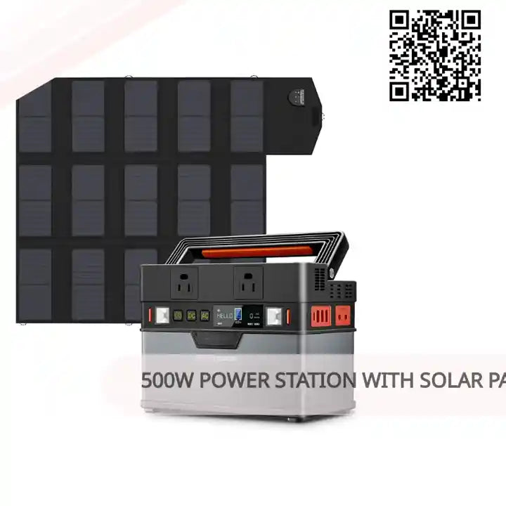 500W Power Station with Solar Panel Included, 606Wh Solar Generator with Monocrystalline Portable Solar Panel 100W for Battery by@Outfy