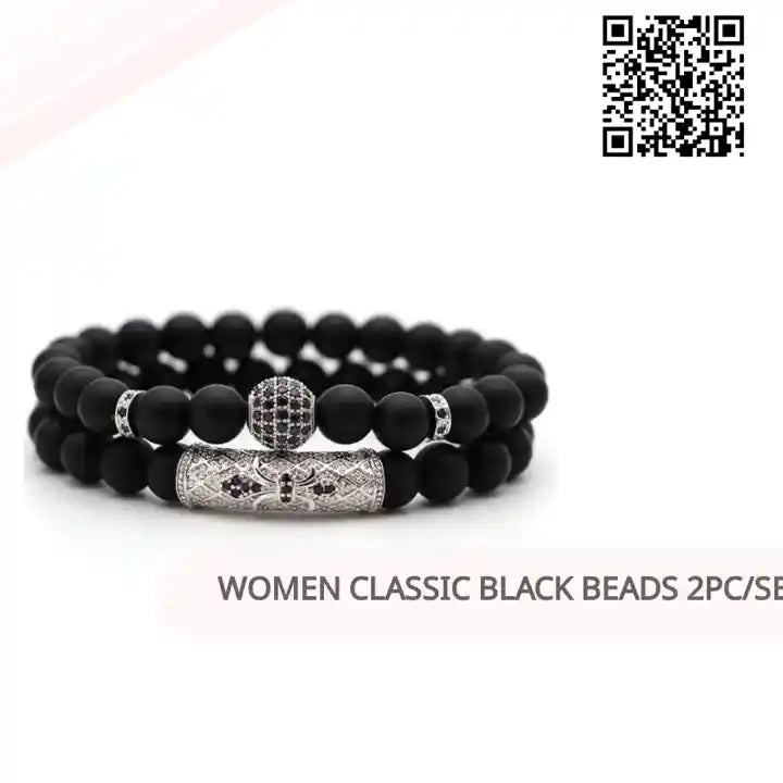 Women Classic Black Beads 2pc/Set by@Outfy