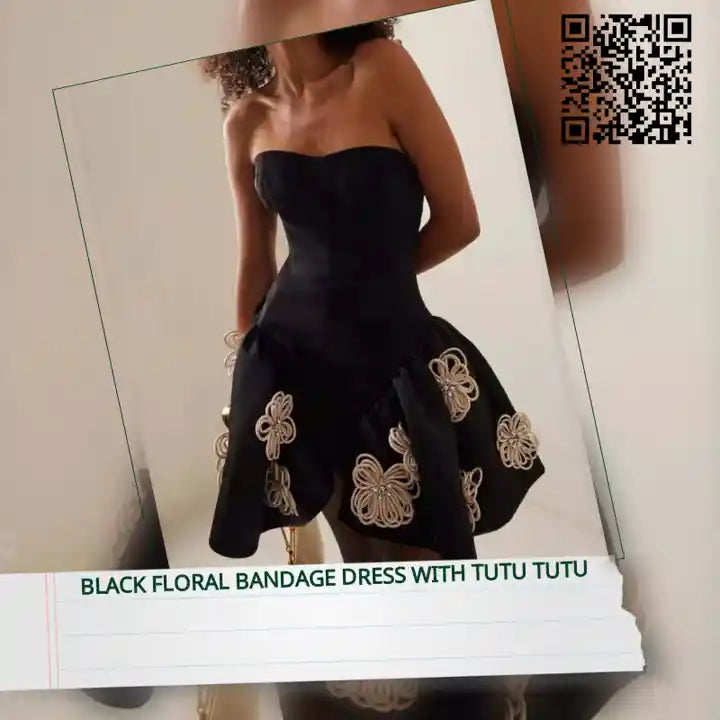 Black Floral Bandage Dress with Tutu Tutu by@Outfy