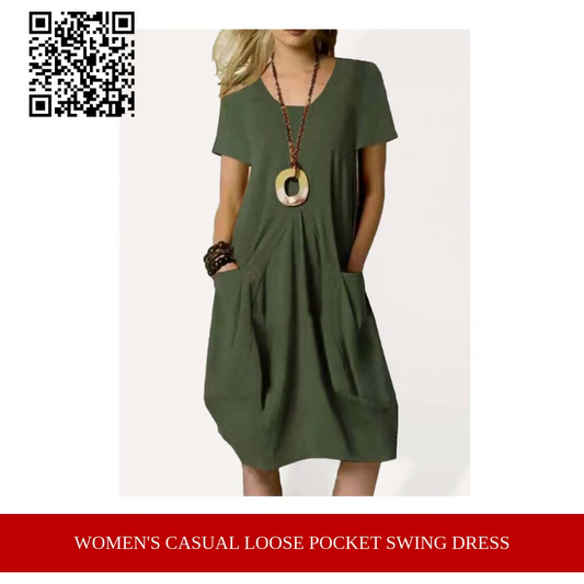 Women's Casual Loose Pocket Swing Dress by@Outfy