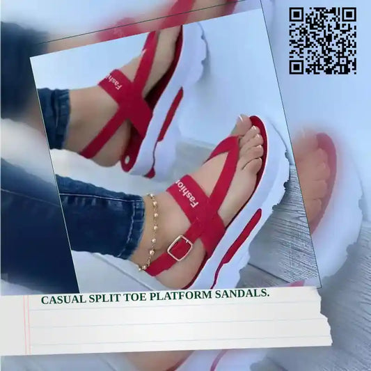 Casual Split Toe Platform Sandals. by@Outfy