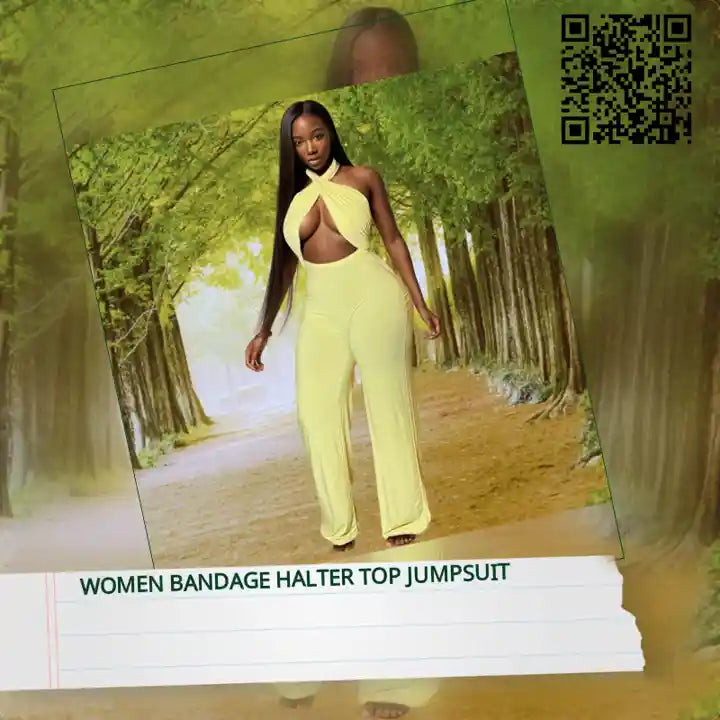 Women Bandage Halter Top Jumpsuit by@Outfy