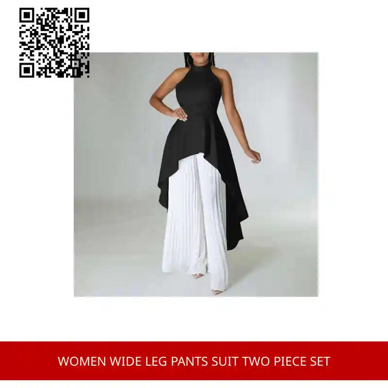 Women Wide Leg Pants Suit Two Piece Set by@Outfy
