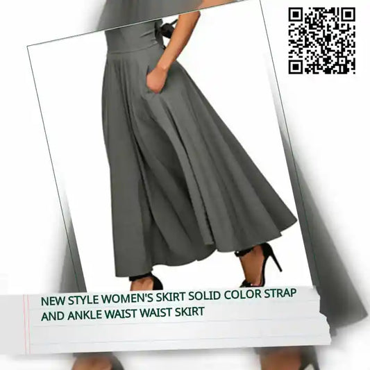 New style women's skirt solid color strap and ankle waist waist skirt by@Outfy