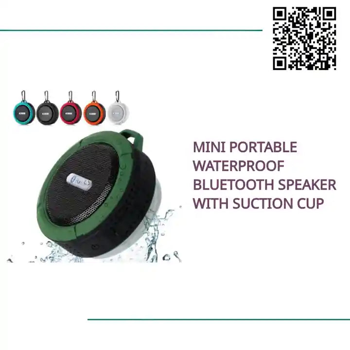 Mini Portable Waterproof Bluetooth Speaker with Suction Cup by@Outfy