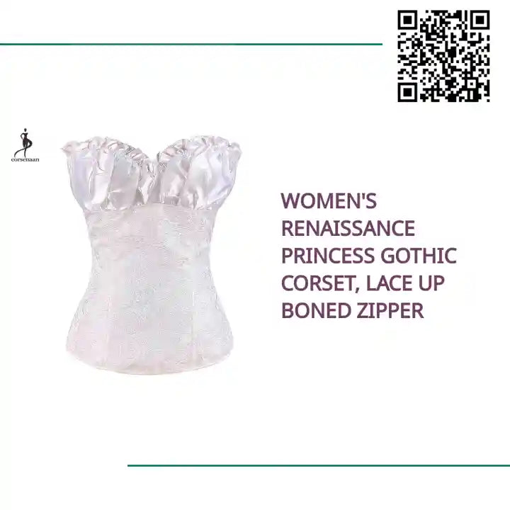 Women's Renaissance Princess Gothic Corset, Lace Up Boned Zipper by@Outfy