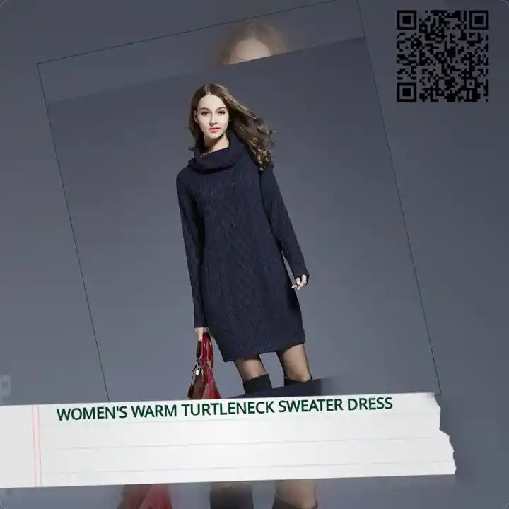 Women's Warm Turtleneck Sweater Dress by@Outfy