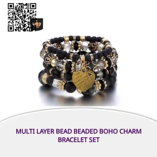 Multi Layer Bead Beaded Boho Charm Bracelet Set by@Outfy